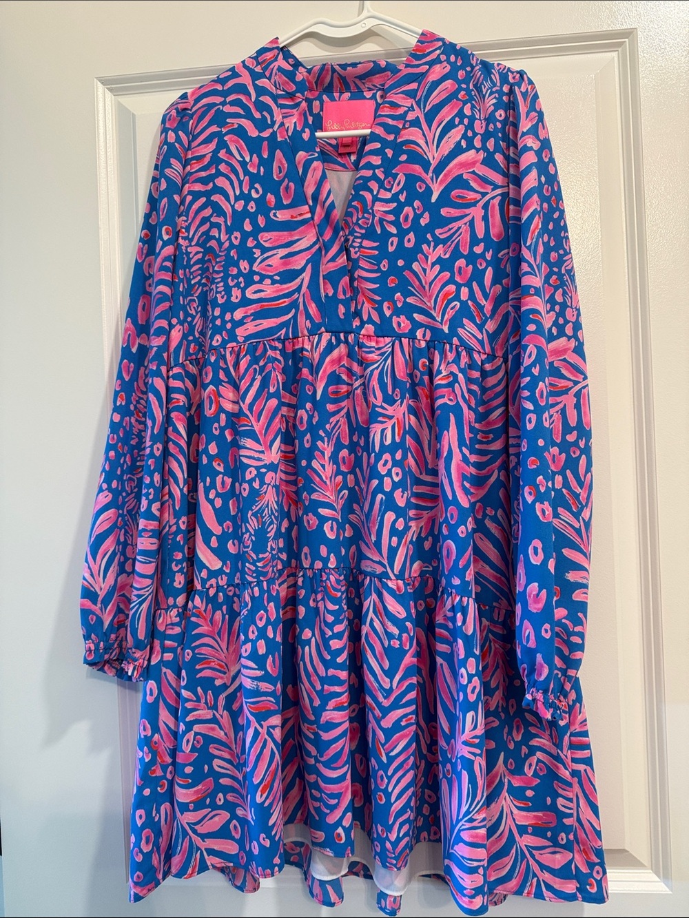 Lilly Pulitzer Blue Dress with Pink Botanical Print